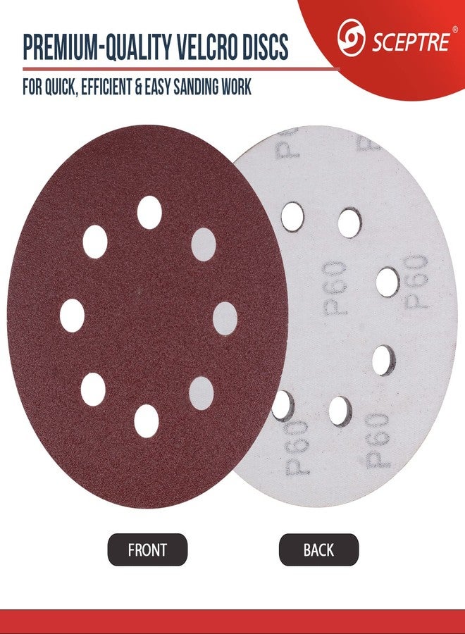 سيبتر أقراص صنفرة فيلكرو من سيبتر مليون، مقاس 125 مم، حبيبات من 60 إلى 100 قطعة، قرص ورقي بـ 8 ثقوب للصنفرة الدقيقة، المعادن، الخشب، الطلاء، البرايمر، الألياف الزجاجية، وتشطيب الأسطح البلاستيكية. - Image 2